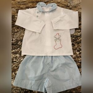 Charming White and Light Blue Kids Pajama Set